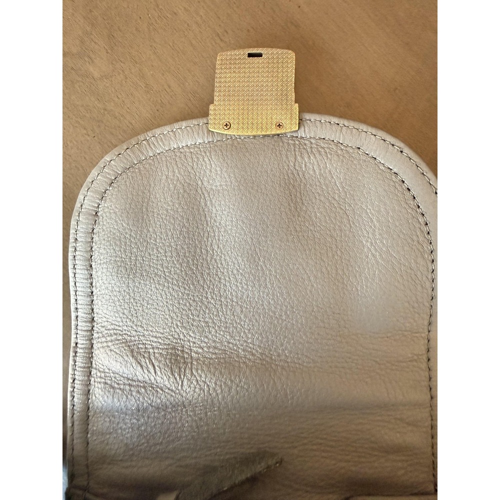 Wanderers Crossbody Bag Womens Gray Leather Adjustable Strap Push Lock Purse - Picture 8 of 16